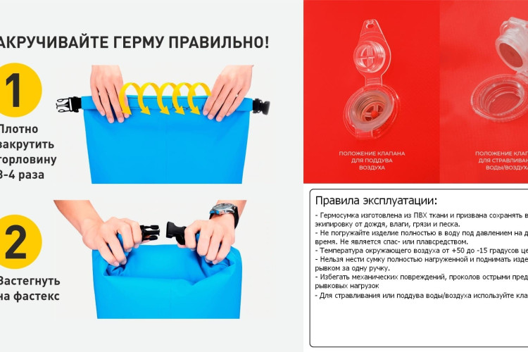 Гермомешок ZubrBag 40 Боковой с наплечным ремнем и спускным клапаном